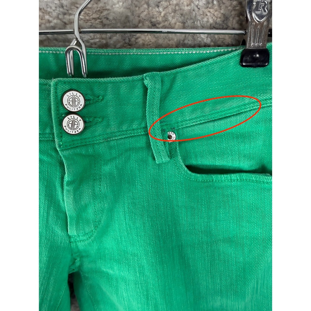 Lilly Pulitzer Size 0 Worth Straight Leg Denim Jeans Green‎ Womens - Picture 2 of 14